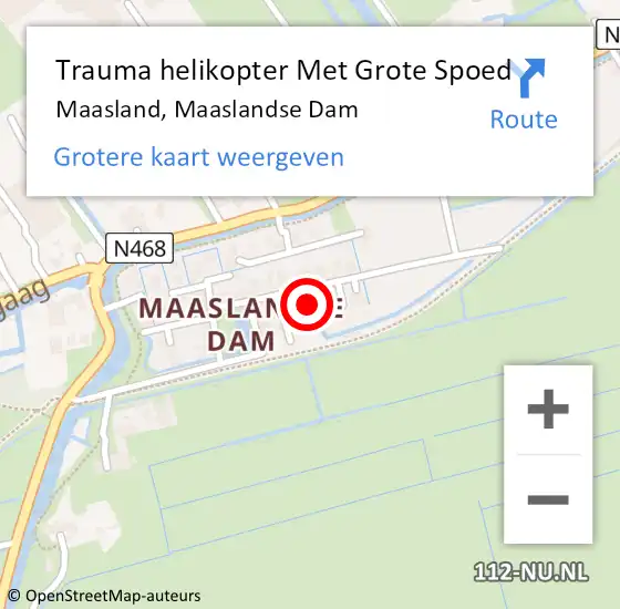 Locatie op kaart van de 112 melding: Trauma helikopter Met Grote Spoed Naar Maasland, Maaslandse Dam op 13 februari 2022 18:12