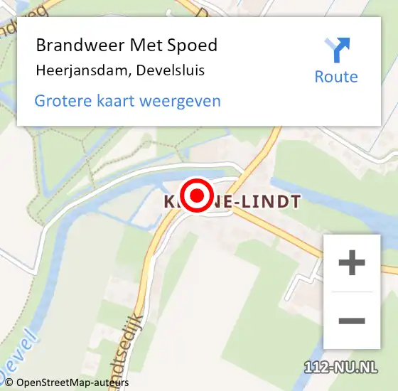 Locatie op kaart van de 112 melding: Brandweer Met Spoed Naar Heerjansdam, Develsluis op 13 februari 2022 18:16