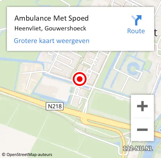 Locatie op kaart van de 112 melding: Ambulance Met Spoed Naar Heenvliet, Gouwershoeck op 13 februari 2022 18:31