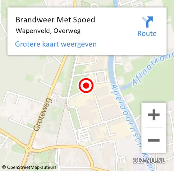 Locatie op kaart van de 112 melding: Brandweer Met Spoed Naar Wapenveld, Overweg op 13 februari 2022 18:42