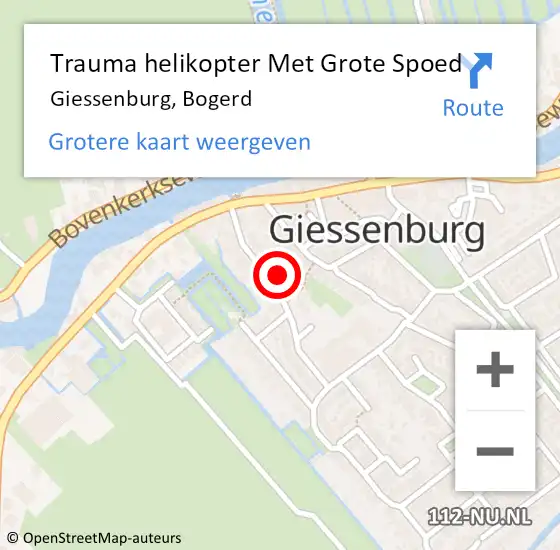 Locatie op kaart van de 112 melding: Trauma helikopter Met Grote Spoed Naar Giessenburg, Bogerd op 13 februari 2022 18:46