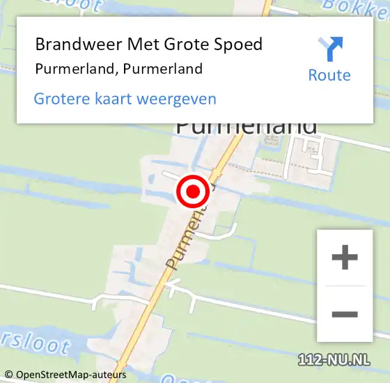 Locatie op kaart van de 112 melding: Brandweer Met Grote Spoed Naar Purmerland, Purmerland op 13 februari 2022 18:48