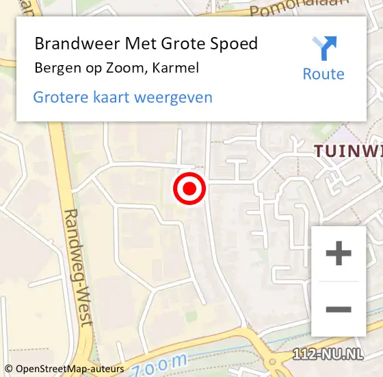 Locatie op kaart van de 112 melding: Brandweer Met Grote Spoed Naar Bergen op Zoom, Karmel op 13 februari 2022 18:54