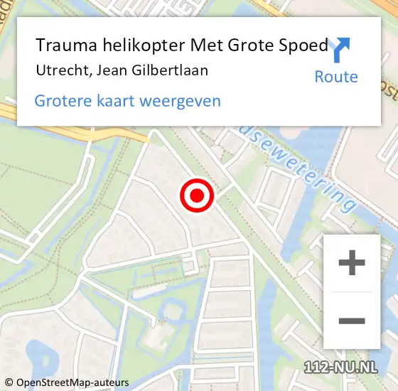 Locatie op kaart van de 112 melding: Trauma helikopter Met Grote Spoed Naar Utrecht, Jean Gilbertlaan op 13 februari 2022 19:01