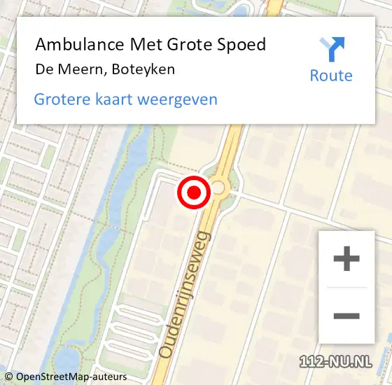 Locatie op kaart van de 112 melding: Ambulance Met Grote Spoed Naar De Meern, Boteyken op 8 juli 2014 08:36