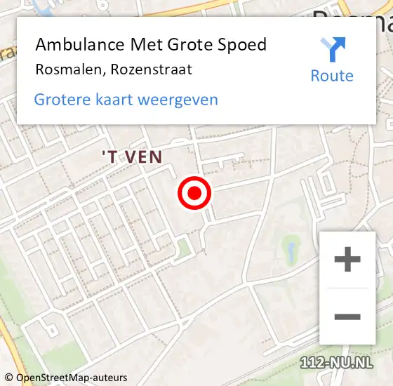 Locatie op kaart van de 112 melding: Ambulance Met Grote Spoed Naar Rosmalen, Rozenstraat op 13 februari 2022 19:19