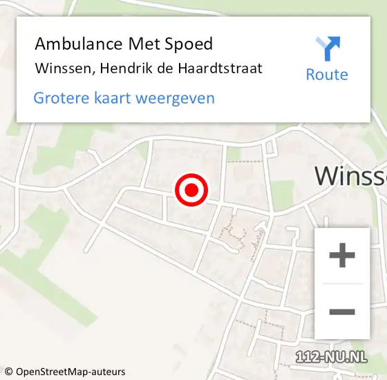 Locatie op kaart van de 112 melding: Ambulance Met Spoed Naar Winssen, Hendrik de Haardtstraat op 13 februari 2022 19:26