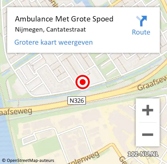 Locatie op kaart van de 112 melding: Ambulance Met Grote Spoed Naar Nijmegen, Cantatestraat op 13 februari 2022 19:29