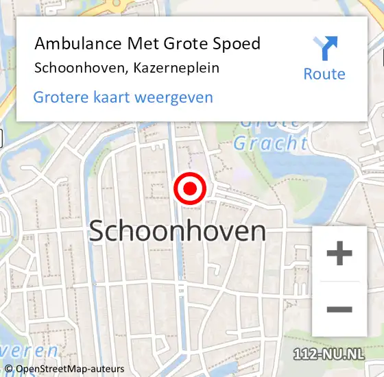 Locatie op kaart van de 112 melding: Ambulance Met Grote Spoed Naar Schoonhoven, Kazerneplein op 13 februari 2022 19:38