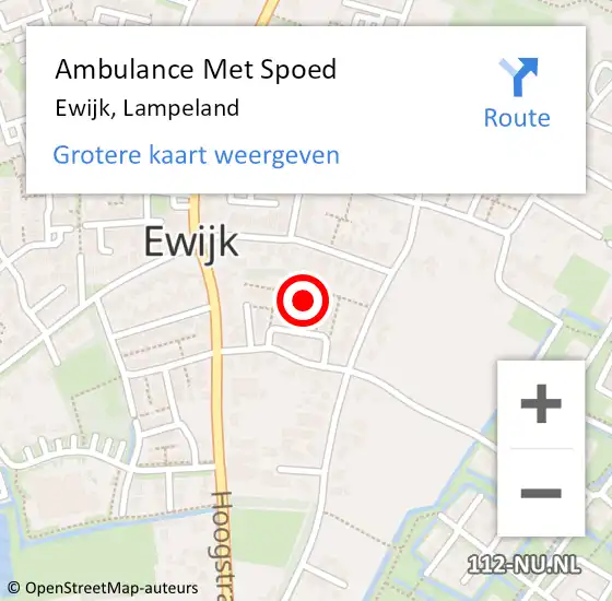 Locatie op kaart van de 112 melding: Ambulance Met Spoed Naar Ewijk, Lampeland op 13 februari 2022 20:07