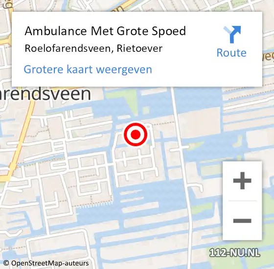 Locatie op kaart van de 112 melding: Ambulance Met Grote Spoed Naar Roelofarendsveen, Rietoever op 13 februari 2022 20:15