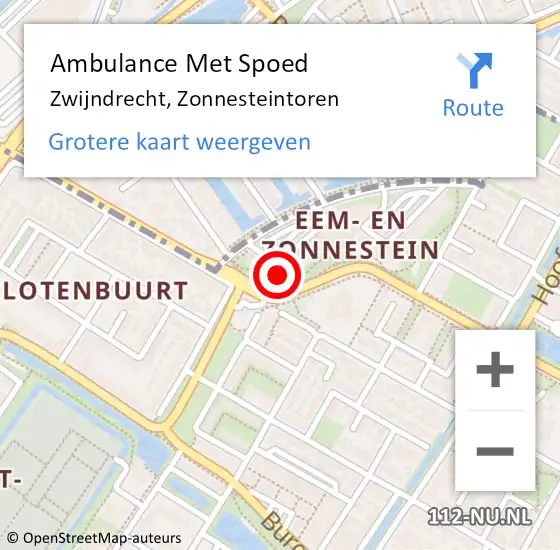 Locatie op kaart van de 112 melding: Ambulance Met Spoed Naar Zwijndrecht, Zonnesteintoren op 13 februari 2022 20:46