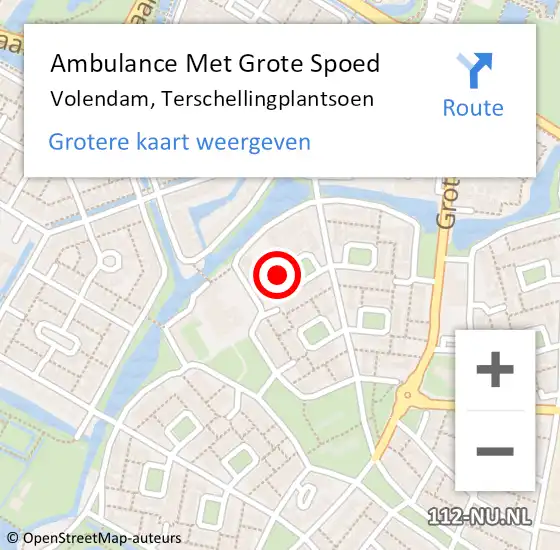 Locatie op kaart van de 112 melding: Ambulance Met Grote Spoed Naar Volendam, Terschellingplantsoen op 13 februari 2022 21:00