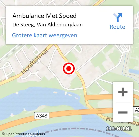 Locatie op kaart van de 112 melding: Ambulance Met Spoed Naar De Steeg, Van Aldenburglaan op 13 februari 2022 21:03