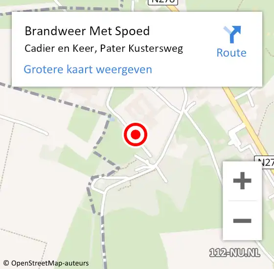 Locatie op kaart van de 112 melding: Brandweer Met Spoed Naar Cadier en Keer, Pater Kustersweg op 13 februari 2022 21:14