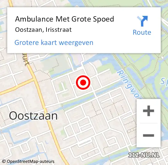 Locatie op kaart van de 112 melding: Ambulance Met Grote Spoed Naar Oostzaan, Irisstraat op 13 februari 2022 21:21