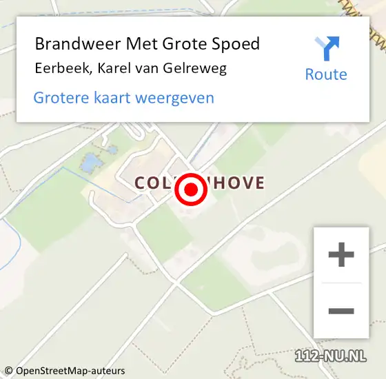 Locatie op kaart van de 112 melding: Brandweer Met Grote Spoed Naar Eerbeek, Karel van Gelreweg op 13 februari 2022 21:52