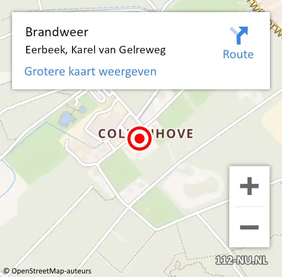 Locatie op kaart van de 112 melding: Brandweer Eerbeek, Karel van Gelreweg op 13 februari 2022 21:53