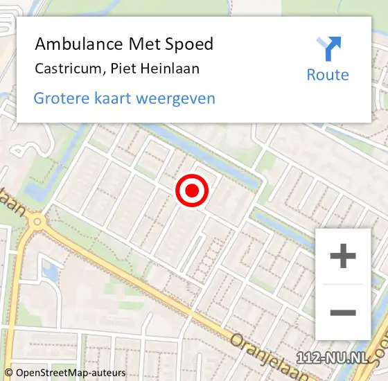 Locatie op kaart van de 112 melding: Ambulance Met Spoed Naar Castricum, Piet Heinlaan op 13 februari 2022 22:23