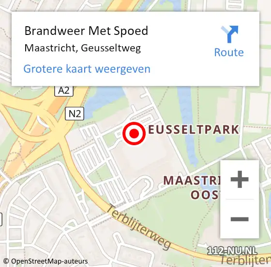 Locatie op kaart van de 112 melding: Brandweer Met Spoed Naar Maastricht, Geusseltweg op 13 februari 2022 23:07