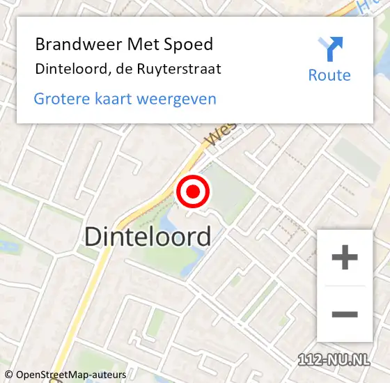 Locatie op kaart van de 112 melding: Brandweer Met Spoed Naar Dinteloord, de Ruyterstraat op 13 februari 2022 23:26