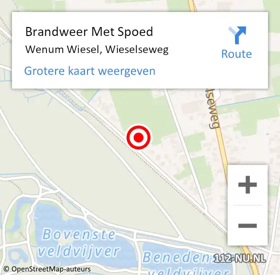 Locatie op kaart van de 112 melding: Brandweer Met Spoed Naar Wenum Wiesel, Wieselseweg op 13 februari 2022 23:43