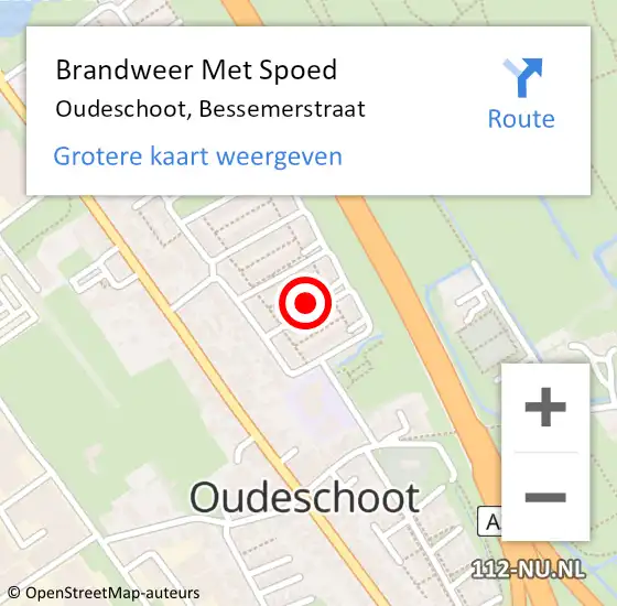 Locatie op kaart van de 112 melding: Brandweer Met Spoed Naar Oudeschoot, Bessemerstraat op 14 februari 2022 00:00