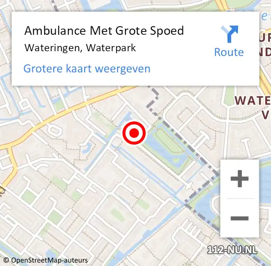 Locatie op kaart van de 112 melding: Ambulance Met Grote Spoed Naar Wateringen, Waterpark op 14 februari 2022 00:10