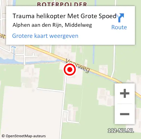 Locatie op kaart van de 112 melding: Trauma helikopter Met Grote Spoed Naar Alphen aan den Rijn, Middelweg op 14 februari 2022 00:14