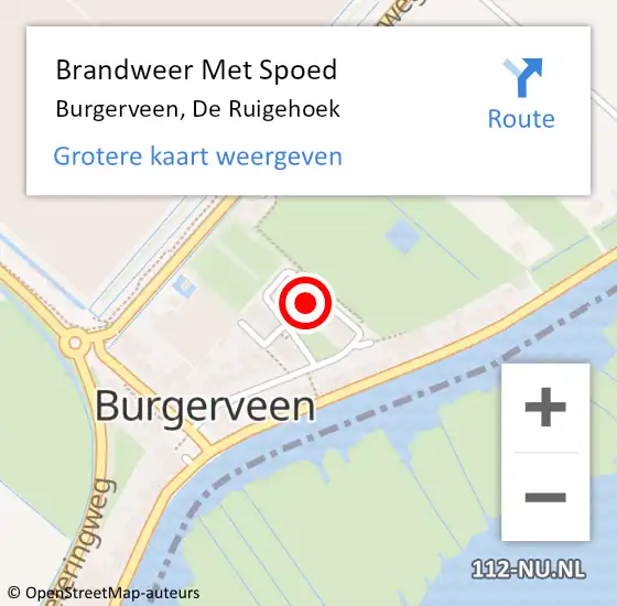 Locatie op kaart van de 112 melding: Brandweer Met Spoed Naar Burgerveen, De Ruigehoek op 14 februari 2022 00:19