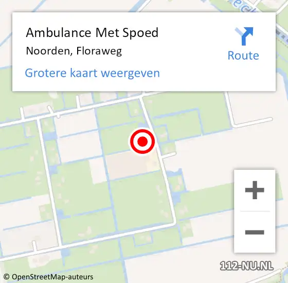 Locatie op kaart van de 112 melding: Ambulance Met Spoed Naar Noorden, Floraweg op 14 februari 2022 00:19