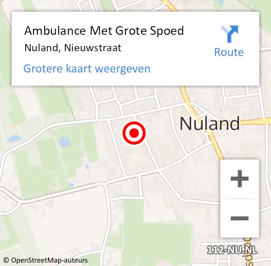 Locatie op kaart van de 112 melding: Ambulance Met Grote Spoed Naar Nuland, Nieuwstraat op 8 juli 2014 08:52