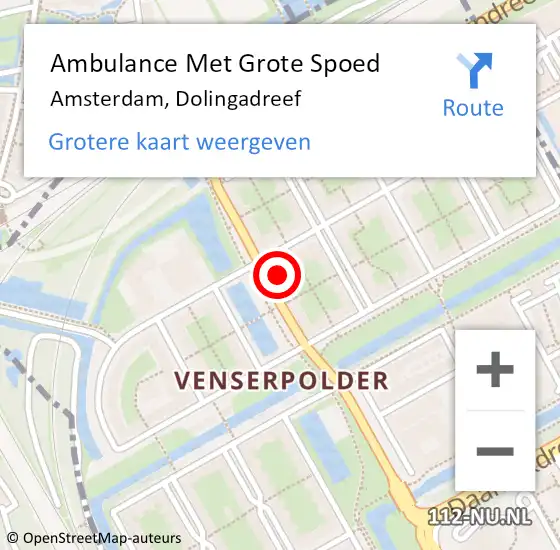 Locatie op kaart van de 112 melding: Ambulance Met Grote Spoed Naar Amsterdam-Zuidoost, Dolingadreef op 14 februari 2022 00:57