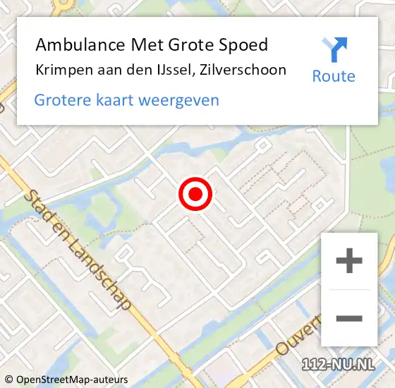 Locatie op kaart van de 112 melding: Ambulance Met Grote Spoed Naar Krimpen aan den IJssel, Zilverschoon op 14 februari 2022 01:06