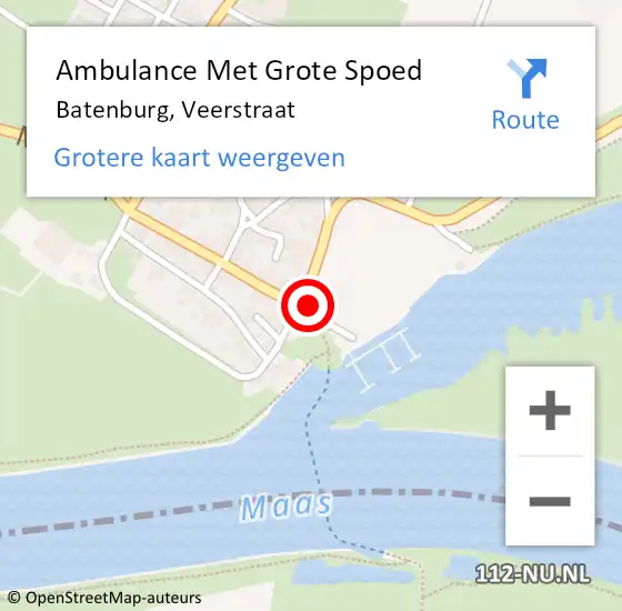 Locatie op kaart van de 112 melding: Ambulance Met Grote Spoed Naar Batenburg, Veerstraat op 14 februari 2022 01:16