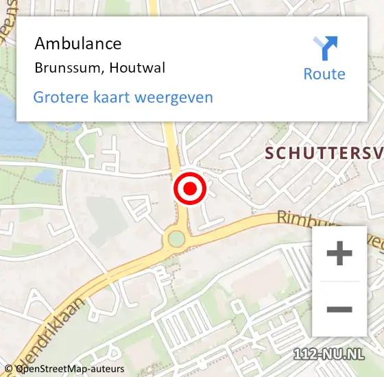 Locatie op kaart van de 112 melding: Ambulance Brunssum, Houtwal op 7 oktober 2013 16:14