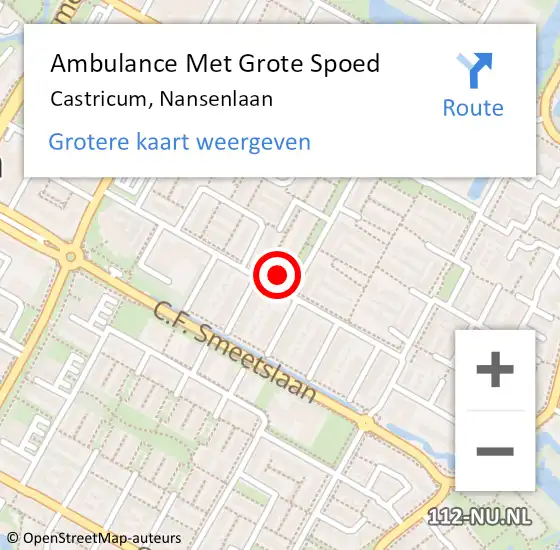 Locatie op kaart van de 112 melding: Ambulance Met Grote Spoed Naar Castricum, Nansenlaan op 14 februari 2022 02:32