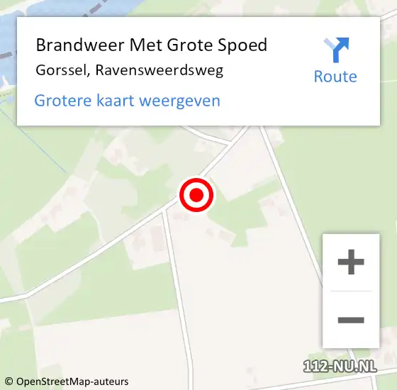 Locatie op kaart van de 112 melding: Brandweer Met Grote Spoed Naar Gorssel, Ravensweerdsweg op 14 februari 2022 02:43