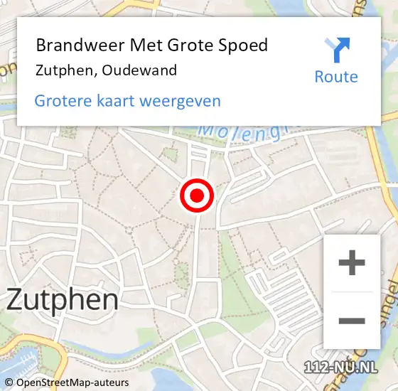 Locatie op kaart van de 112 melding: Brandweer Met Grote Spoed Naar Zutphen, Oudewand op 14 februari 2022 02:51