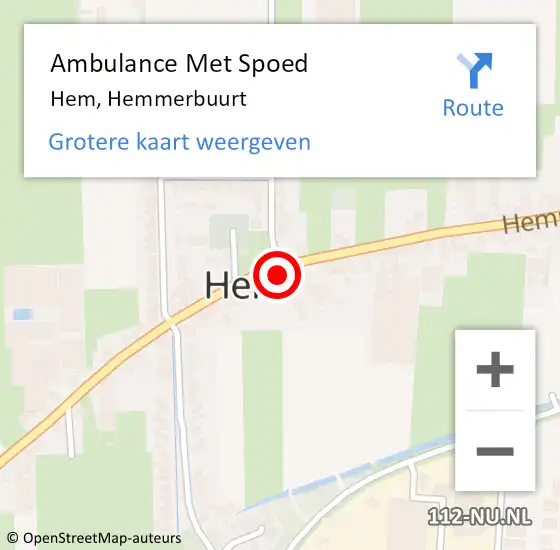 Locatie op kaart van de 112 melding: Ambulance Met Spoed Naar Hem, Hemmerbuurt op 14 februari 2022 03:58