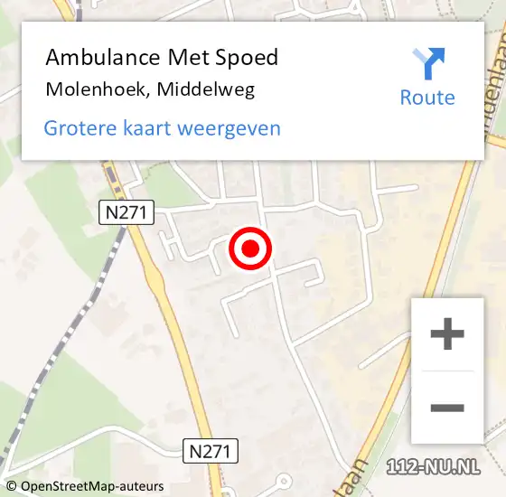Locatie op kaart van de 112 melding: Ambulance Met Spoed Naar Molenhoek, Middelweg op 14 februari 2022 04:11