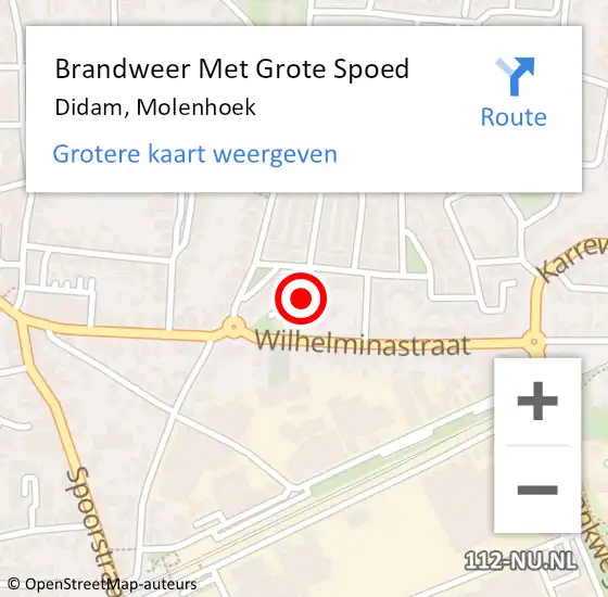 Locatie op kaart van de 112 melding: Brandweer Met Grote Spoed Naar Didam, Molenhoek op 14 februari 2022 04:37