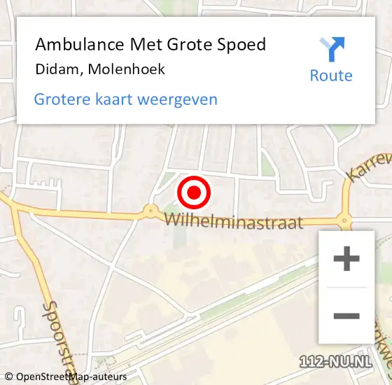 Locatie op kaart van de 112 melding: Ambulance Met Grote Spoed Naar Didam, Molenhoek op 14 februari 2022 04:40