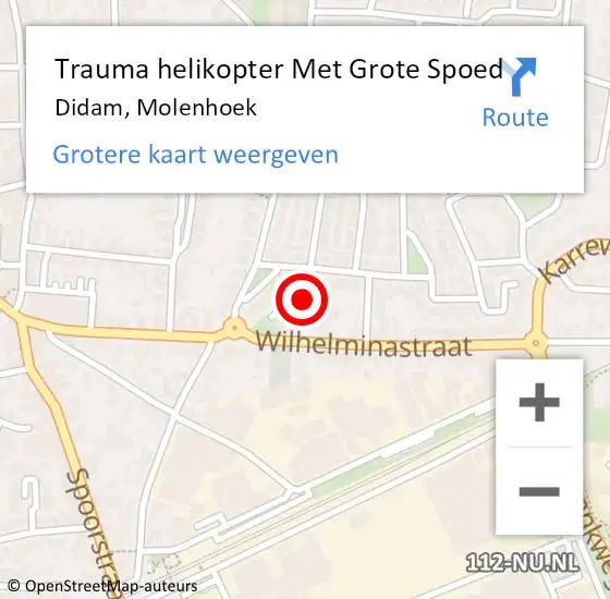 Locatie op kaart van de 112 melding: Trauma helikopter Met Grote Spoed Naar Didam, Molenhoek op 14 februari 2022 04:43