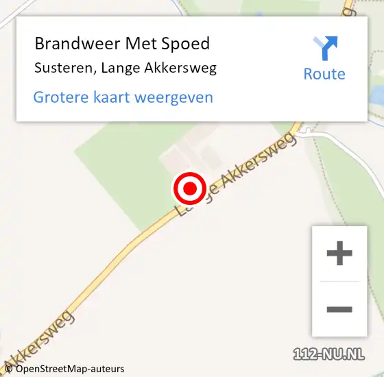 Locatie op kaart van de 112 melding: Brandweer Met Spoed Naar Susteren, Lange Akkersweg op 14 februari 2022 04:46