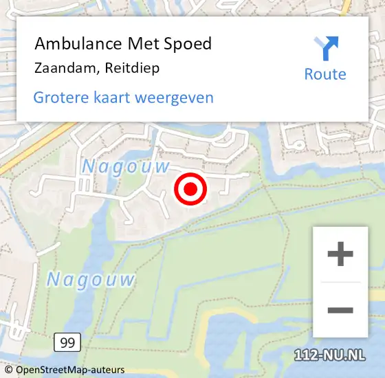 Locatie op kaart van de 112 melding: Ambulance Met Spoed Naar Zaandam, Reitdiep op 14 februari 2022 06:21