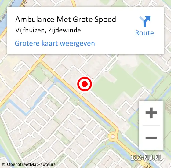 Locatie op kaart van de 112 melding: Ambulance Met Grote Spoed Naar Vijfhuizen, Zijdewinde op 14 februari 2022 06:40