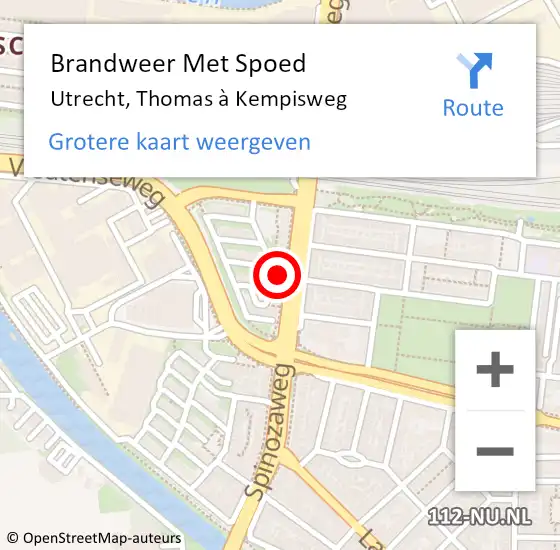 Locatie op kaart van de 112 melding: Brandweer Met Spoed Naar Utrecht, Thomas à Kempisweg op 14 februari 2022 06:47