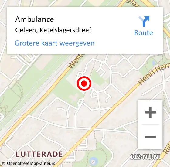 Locatie op kaart van de 112 melding: Ambulance Geleen, Ketelslagersdreef op 8 juli 2014 09:03