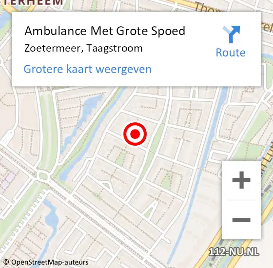 Locatie op kaart van de 112 melding: Ambulance Met Grote Spoed Naar Zoetermeer, Taagstroom op 14 februari 2022 08:09